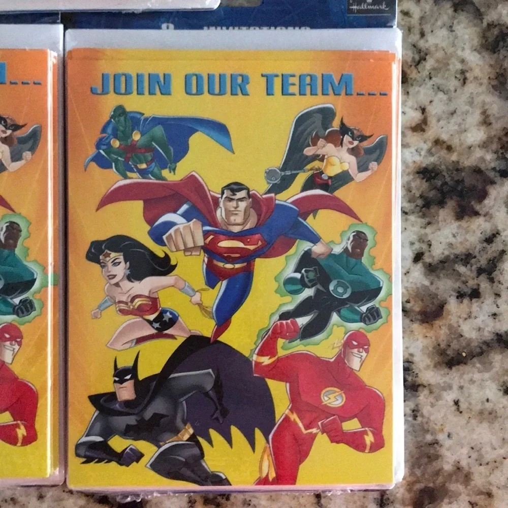 6/$20 New Set/3 Justice League party invitations